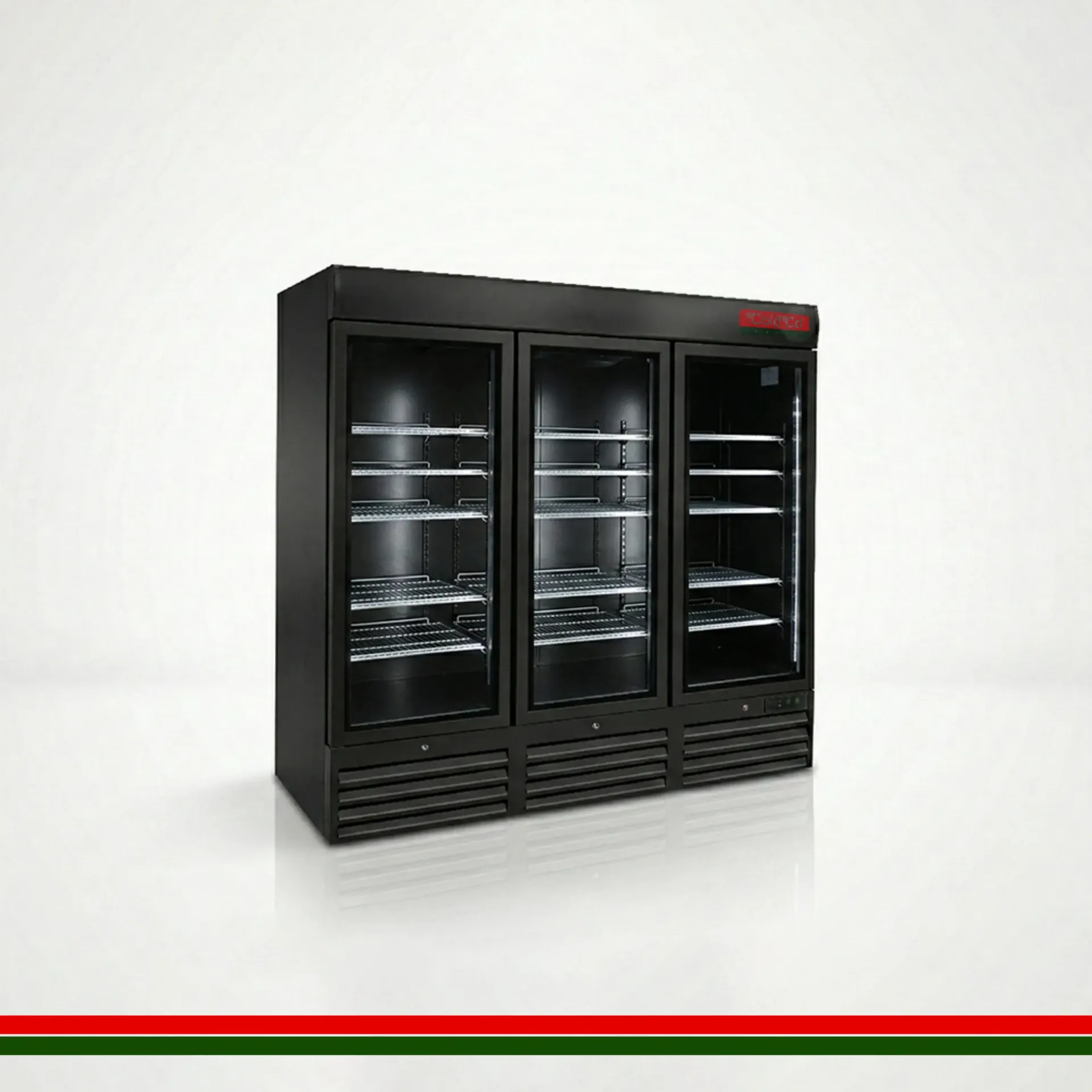 CC Moscow 2 Plug in Glass 3 Door Fridge 1880x710x2000 Black